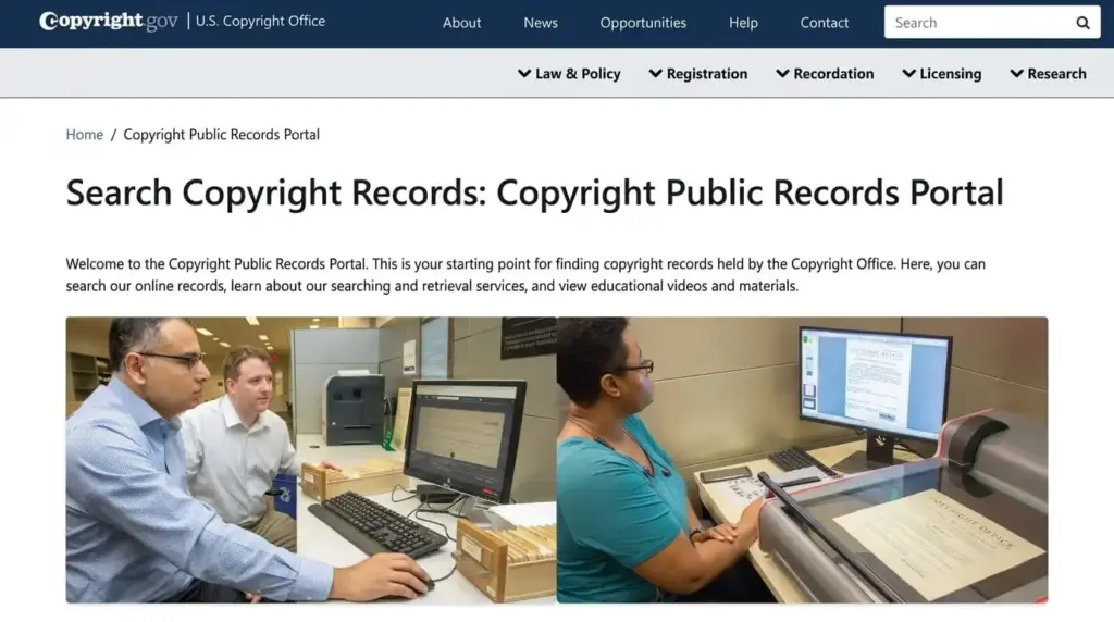 Copyright public record portal - Logo design firm