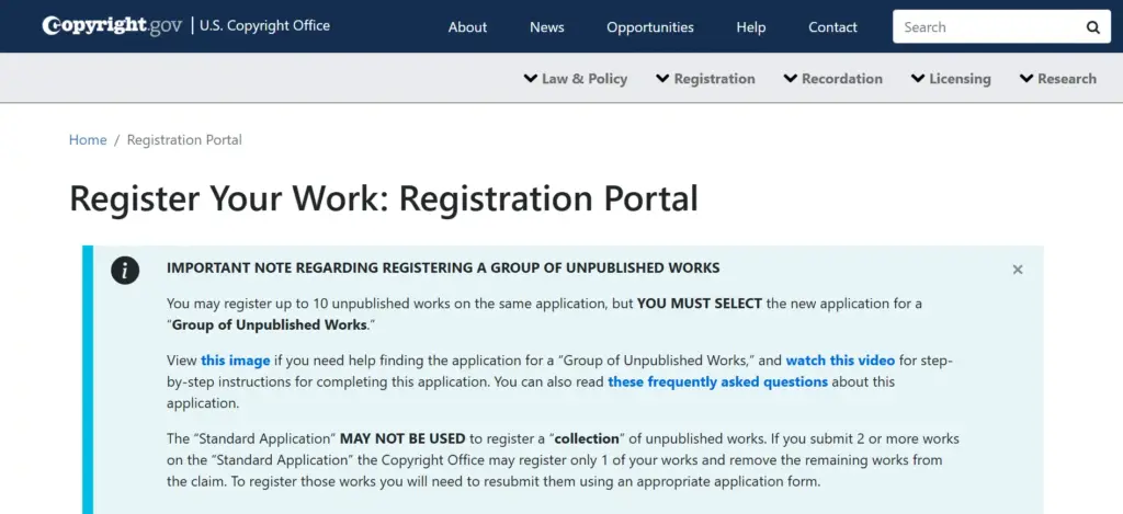 Copyright registration portal - logo design agency in USA