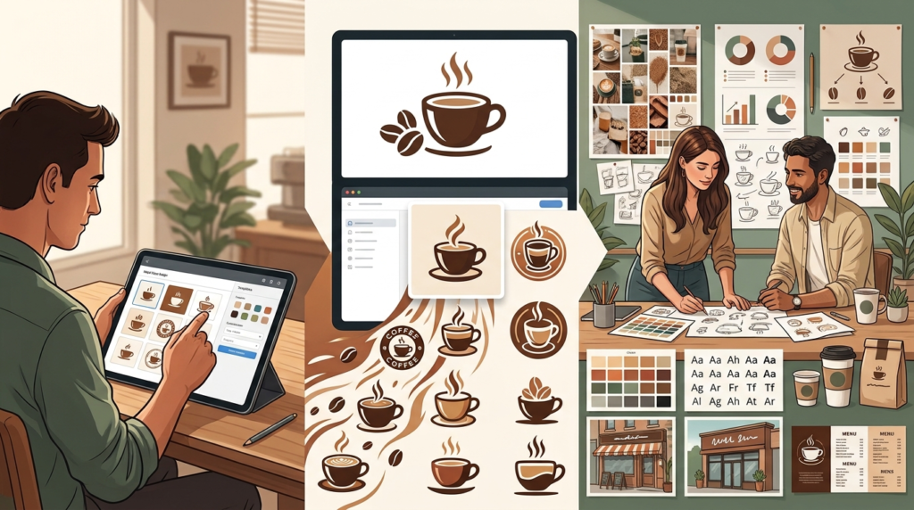 Illustration comparing coffee logo - logo design services in USA
