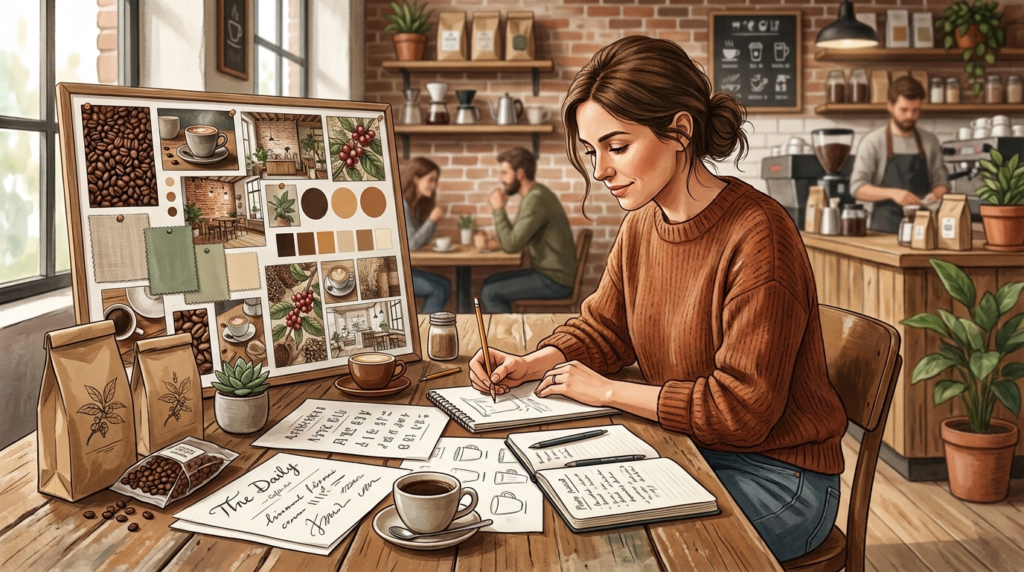 Owner brainstorming brand - logo design services