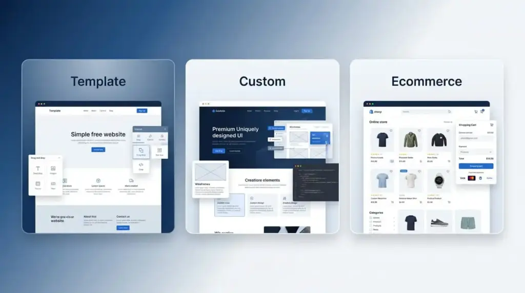 Website types comparison - web design services for small business